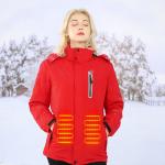 Red Fishing Heated Winter Clothes Women Electric Rechargeable Heating Jacket For Winter for sale