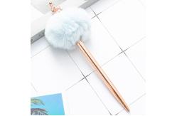 China Lightweight Feather Fluffy Pom Pom Pen Metal Material Smooth Writing supplier