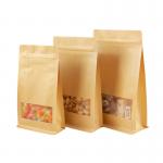 Square Bottom 140mico Biodegradable Kraft Pouch Bag With Window for sale