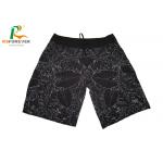 Sublimated Black Beach Men Board Shorts With Side Pocket  Leaf Pattern for sale