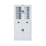0.6mm Glass Door Filing Cabinet With Adjustable Shelf And Two Drawers for sale