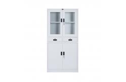 China 0.6mm Glass Door Filing Cabinet With Adjustable Shelf And Two Drawers supplier