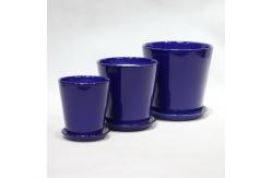 China Indoor Lightweight Blue Ceramic Pots With Drainage supplier