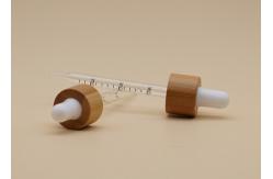 China Bamboo Collar Essential Oil Dropper 18mm With Printing Scale Glass Pipette supplier