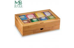 China Bamboo Multi-Compartment Organizer With Clear Side Drawer Cover For Kitchen supplier