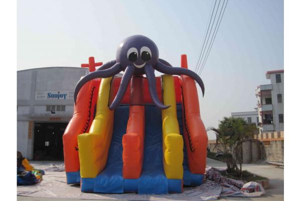Funny Jellyfish Inflatable Water Park With Three Slides Customized