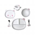 6pcs Silicone Baby Feeding Set Kitten Shape BPA Free Suction Bowls And Plates for sale