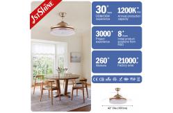 China Invisible Acrylic Lampshade Foldable Ceiling Fan With Dimmable Light supplier