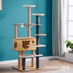 Cat ToysCustom Sizes Wooden Cat Tree with Scratcher Houses and Playing for sale