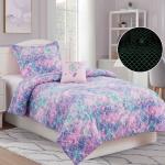 Comfortable Fluorescence Childrens Quilt Set 3 Piece Mermaid Double Bedding Set