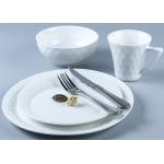 Simple Emboss 16pc White Porcelain Dinnerware Sets for sale