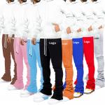 China Factory Price Street Wear Soft Cotton Stacked Flared Sweatpants Solid Color Sweat Pants For Men manufacturer