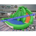 CE / UI Green Bouncy Inflatable Slide Water Jumper With Swimming Pool