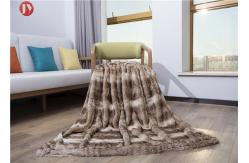 China Super Soft Faux Fur Blanket light beige Rabbit Double Sided Reversible Throw Blanket supplier