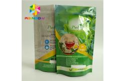 China Customized Aluminum Foil Stand Up Tea Bags Packaging Round Bottom Glossy Finish supplier