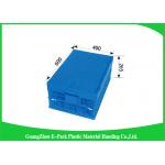 Collapsible Storage Crate With Attached Lids , Portable Plastic Folding Storage Boxes for sale