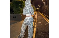 China Custom Camouflage Embroidery Ladies Tracksuit Set Matching Hoodie And Sweatpants supplier