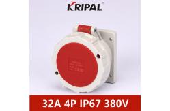 China 5P 32A IP67 Flange Size Panel Mounted Socket With Thread Lock supplier