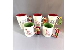 China Custom 500ml Ceramic Mugs , Ceramic Christmas Cup With Tree Handle supplier