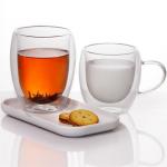 250ml Espresso Glassware Etched Stemless Wine Glasses Double Wall for sale