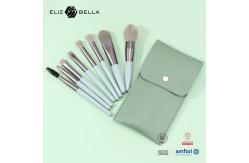 China 8-piece Makeup Brushes With Cosmetic Pouch Plastic Handle and Aluminium Ferrule OEM supplier
