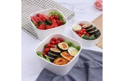 China 1200ml Biodegradable Takeaway Bowl White Paper Square Salad Bowls With Lid supplier