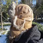 Custom Aviation Shearling Trapper Hat Earflap Rabbit Fur Trim Ushanka Hats for sale