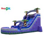 Wet Dry Inflatable Slide Clearance Two Lanes Big Tropical Palm Tree Inflatable Water Slide With Splash Pool for sale