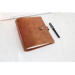 142x208mm Genuine leather  snap fastener customized design Refillable 6 Ring Binder organizer for sale