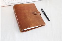 China 142x208mm Genuine leather  snap fastener customized design Refillable 6 Ring Binder organizer supplier