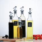 250ml 500ml Glass Olive Oil Dispenser Bottles Clear Vinegar Cruet with Pourers Oil for sale