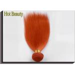 Customized Orange Silk Straight Virgin Human Hair Extensions Double Stitch Weft