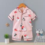 Children Home Soft Button Down Short Sleeve Pajamas With Printing Watermarks for sale
