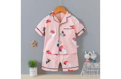 China Children Home Soft Button Down Short Sleeve Pajamas With Printing Watermarks supplier
