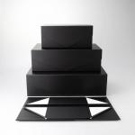 Matte Black Foldable Cardboard Paper Box Packaging Gift Box With Handle for sale