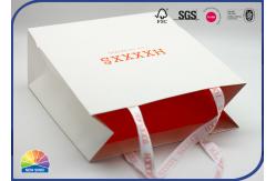 China White Paper Shopping Bags With Handles Pantone Printed Inside supplier