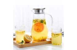 China Hand Blown 1400ml Glass Water Pitcher Transparent Beverage Juice Carafe supplier