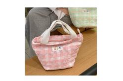 China JK Style Insulated Lunch Bag Reusable Tartan Design Cooler Drawstring Picnic Bag supplier