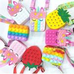 Fidget Push Bubbles Toy Rainbow Unicorn Coin Purse Wallet Ladies Silica Crossbody Bag for sale