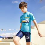 Color Matching Boys Swimwear Sets Printing Cap Short Sleeve Children'S Swimsuit for sale