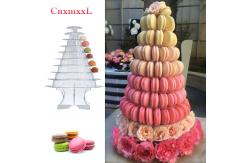 China Classic Plastic 10 Tier Macaron Tower Pyramid Macaron Stand Case supplier