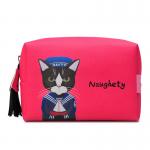 Custom Printed Leather Red Cartoon Travel PU Makeup Bag for sale