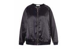 China Autumn Black Cool Womens Coats With Zipper In Nylon Fabric Waterproof OEM Service supplier
