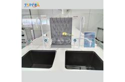 China Customized Lab Island Bench in Blue with Adjustable Shelves and Personalized Handles supplier
