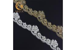 China OEM Knitted Custom 3D Flower Lace Trim Embroidery Soft Mesh With Beads supplier