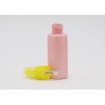 Flat Shoulder Pink PET 50ml Small Plastic Spray Bottles Refillable With Yellow Pump