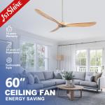 60 inches Modern Design Ceiling Fan with Remote Control and Natural Wind Install for sale