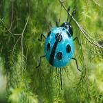 Metal Garden Ornaments Metal Crafts Blue Ladybug Tree Decoration for sale