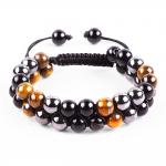 Adjustable Double Layer Handmade Triple Stone Braided Rope Healing Bracelet for sale