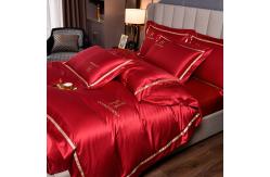 China Luxury Embroidered Washing Silk Bedding Set with Polyester Material and Customized Logo supplier